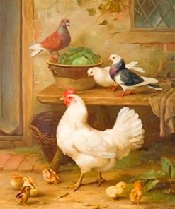 Pigeon and Chicken Animal Art Paint By Numbers