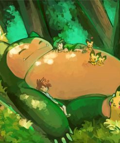 Pikachu and Snorlax Duo Paint By Numbers