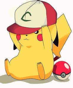 Pikachu with Red Hat Paint By Numbers