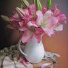 Pink Flowers Vase Paint By Numbers