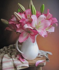 Pink Flowers Vase Paint By Numbers