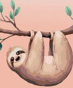 Pink Sloth Animal Paint By Numbers