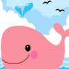 Pink Whale Animal Paint By Numbers