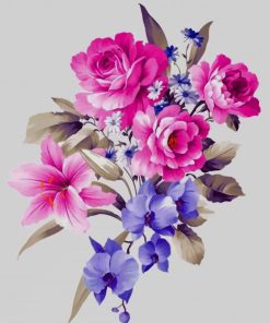 Pink and Purple Floral Paint By Numbers