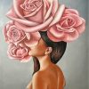 Pink Roses Lady Paint By Numbers