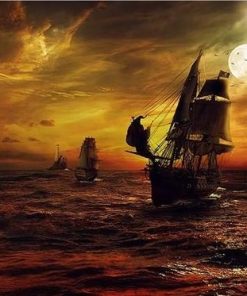 Pirate Ship Ocean Paint By Numbers