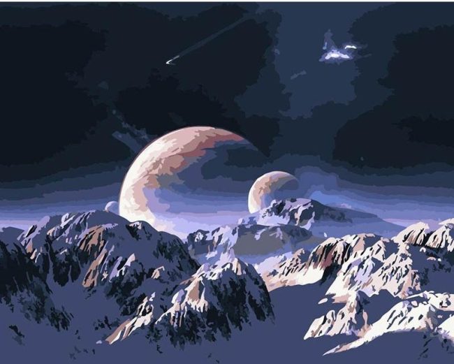 Snowy Mountain Space Scene Paint By Numbers