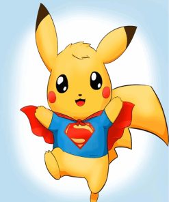 Superman Pikachu Paint By Numbers