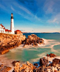 Portland Head Light Seaside Paint By Numbers