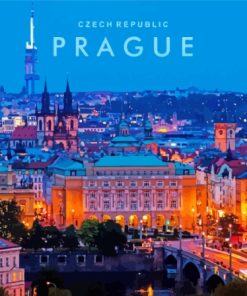Prague Night Skyline Paint By Numbers