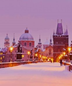 Snowy Prague Cityscape Paint By Numbers