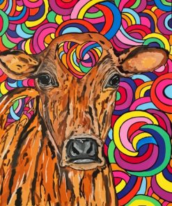 Psychedelic Cattle Rainbow Paint By Numbers