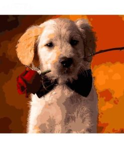 Puppy with a Rose Paint By Numbers
