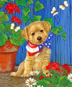 Puppy Garden Scene Paint By Numbers