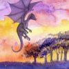 Purple Flying Dragon Animals Paint By Numbers