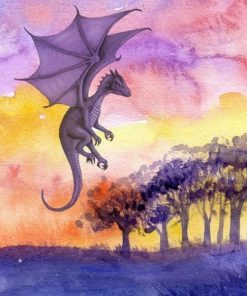 Purple Flying Dragon Animals Paint By Numbers