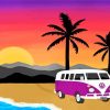 Purple Volkswagen Camper Van Paint By Numbers