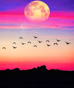 Purple Moon Skyline Paint By Numbers