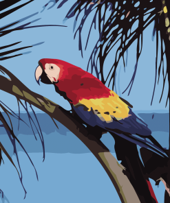 Coconut Tree and Parrot Birds Paint By Numbers