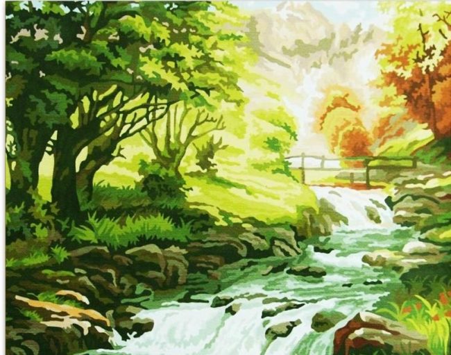 Mountain Stream Landscape Paint By Numbers