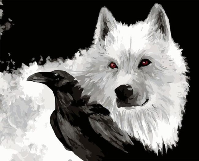 Wolf and Raven Animal Art Paint By Numbers