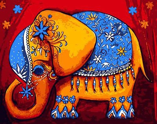 Colorful Cartoon Elephant Paint By Numbers