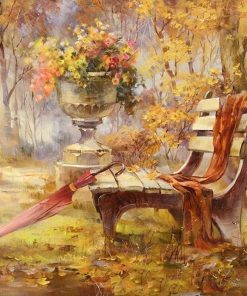 Autumn Park Bench Landscape Paint By Numbers