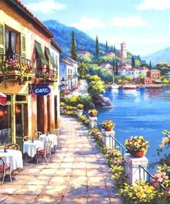 Seaside Café Scene Paint By Numbers