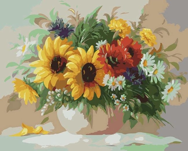 Sunflowers Vase Paint By Numbers