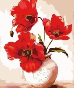 Red Flower Vase Europe Paint By Numbers