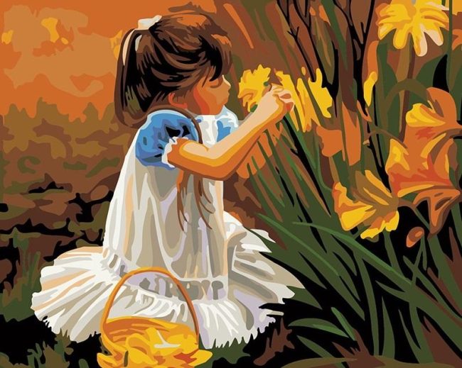 Girl in Flower Garden Paint By Numbers