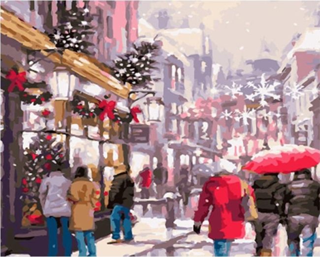 Christmas Street Landscape Paint By Numbers