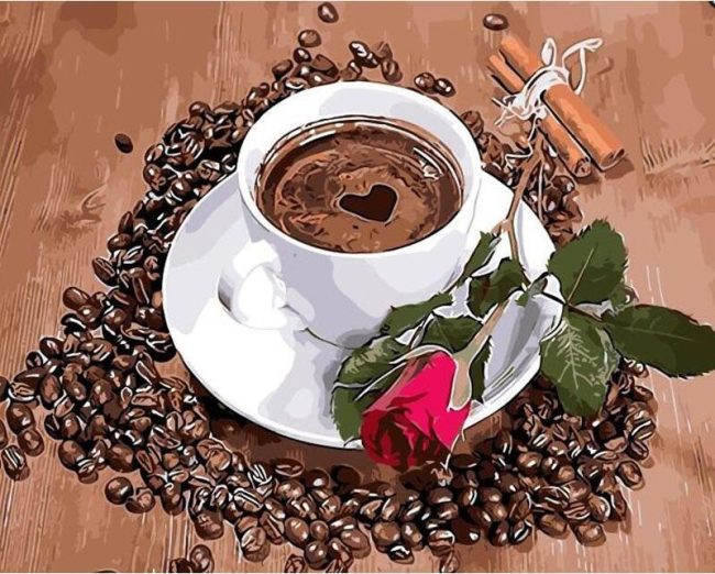 Coffee Cup Rose Paint By Numbers