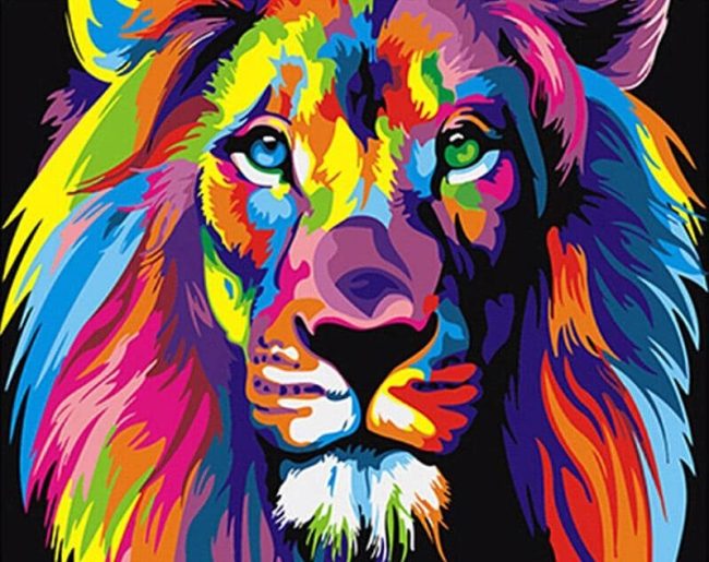 Colorful Rainbow Lions Paint By Numbers