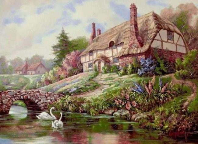 Charming Village Landscape Paint By Numbers