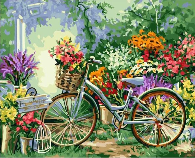 Bicycle Flower Art Paint By Numbers