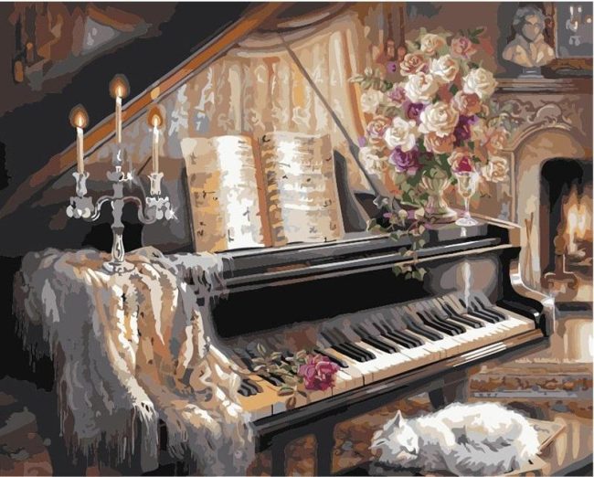 European Piano Vintage Paint By Numbers