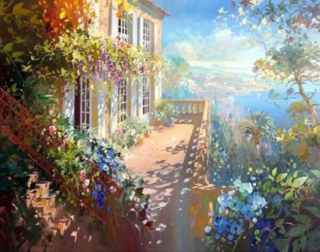 Flower House Landscape Paint By Numbers