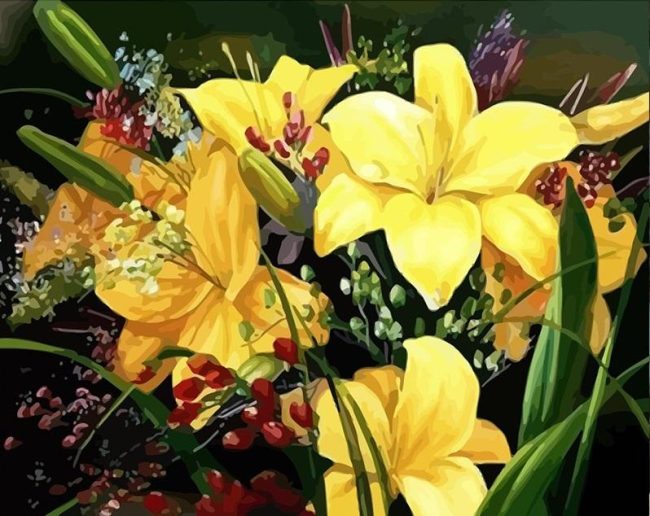 Yellow Lily Vase Paint By Numbers