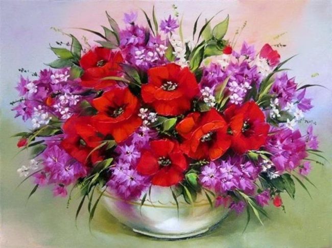 Flowers Vase Poppy Anemone Paint By Numbers