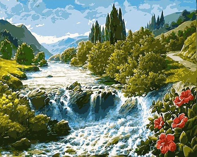 A River's Journey Through Nature Paint By Numbers