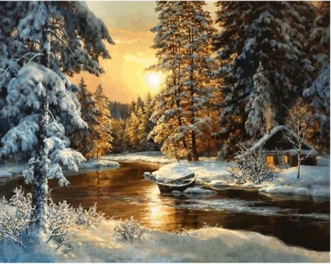 Winter Snowy Landscape Paint By Numbers