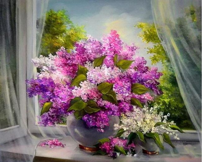 Modern Purple Flowers Paint By Numbers