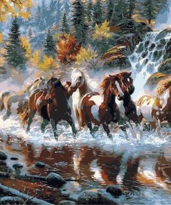 Herd of Horses by the River Paint By Numbers