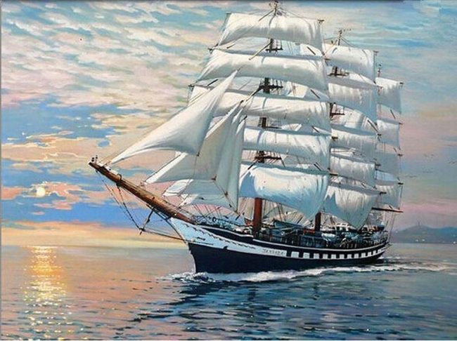 Sailing Boat Modern Painting Paint By Numbers