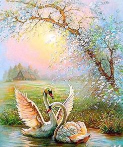 Swan Lovers Modern Birds Paint By Numbers
