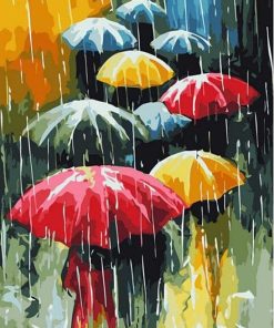 Red Umbrella Rainy Day Paint By Numbers