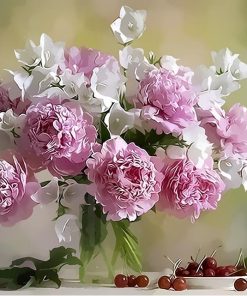 Romantic Pink and White Flowers Paint By Numbers