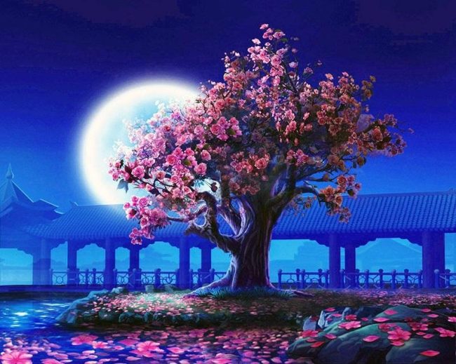 Romantic Moonlit Landscape Paint By Numbers