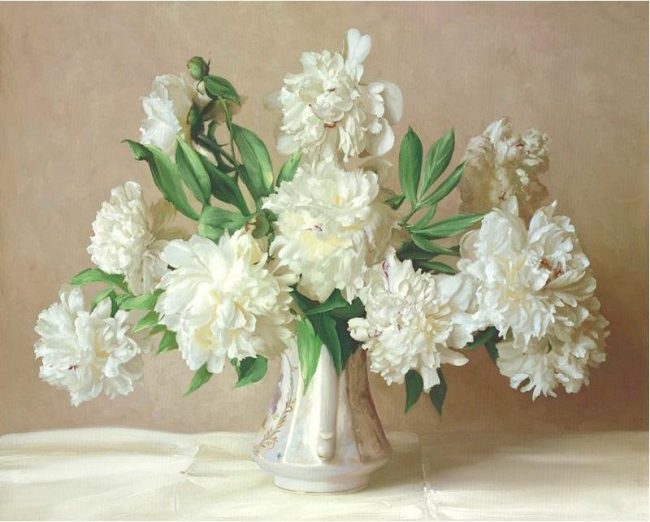 White Flowers Vase Paint By Numbers